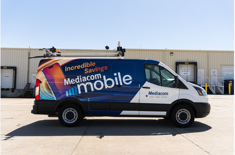 Mediacom van featuring Mediacom Mobile wrap.